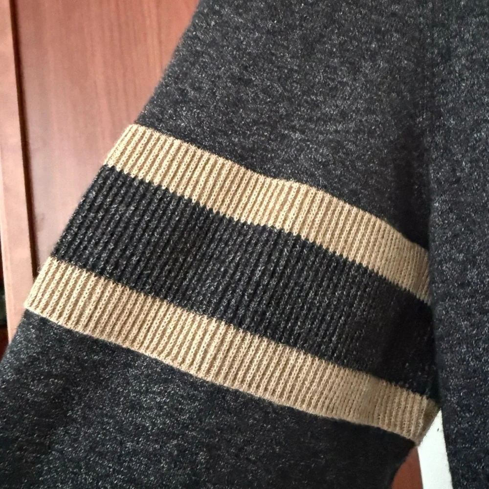 Banana Republic Men's Black Gray Marled Henley Cotton Sweater Size XL Tall